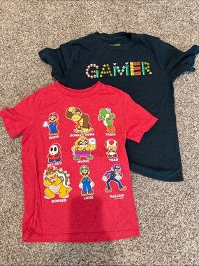Target Kids Red & Black Super Mario Character Tee Set